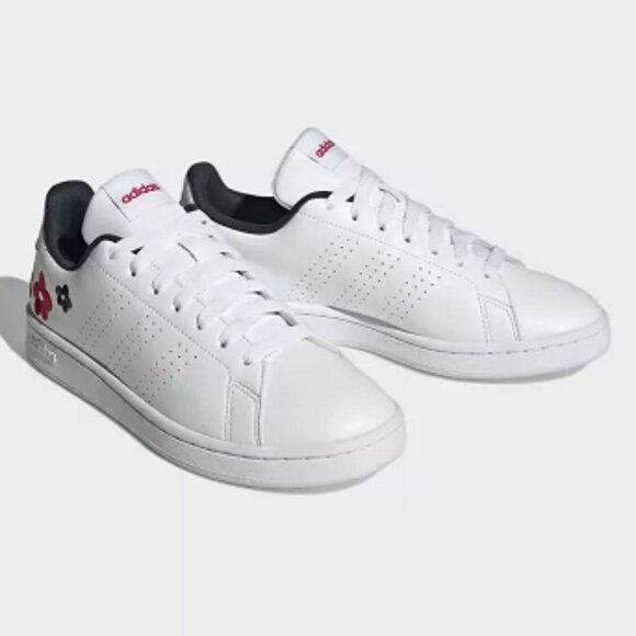 Adidas Women's White ADVANTAGE Flower print Fashion Sneakers Size 7 us HR0245 - Picture 1 of 4